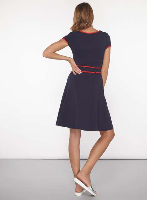 **Tall navy dress with tipping
